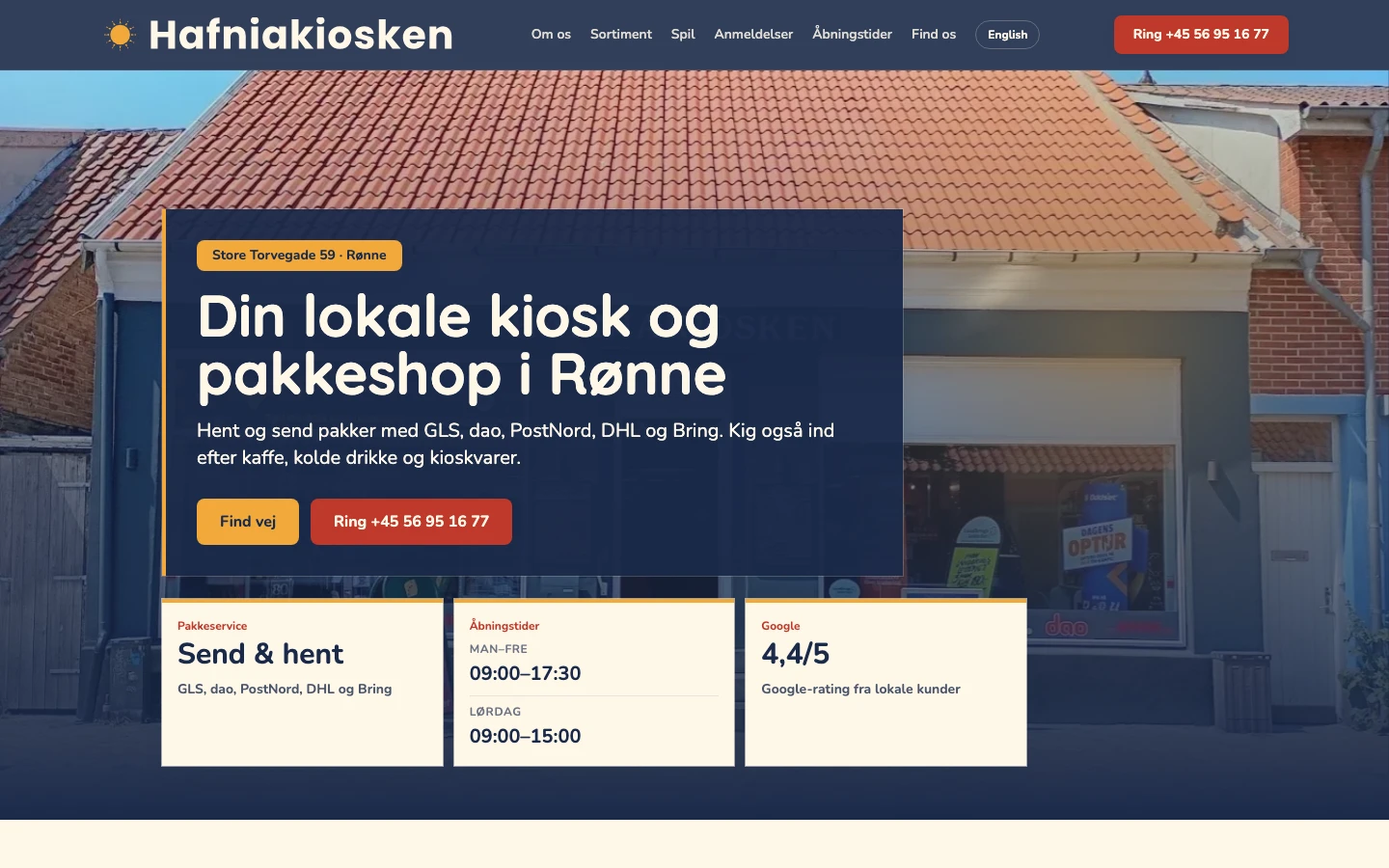 Skærmbillede af Hafniakioskens aktuelle hjemmeside